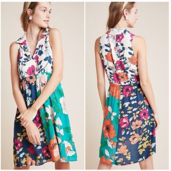 Anthropologie Dinah Knotch Color Multi Floral Dress Size 8 US